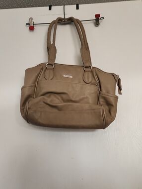 Taupe Shoulder Bag with Front Pocket